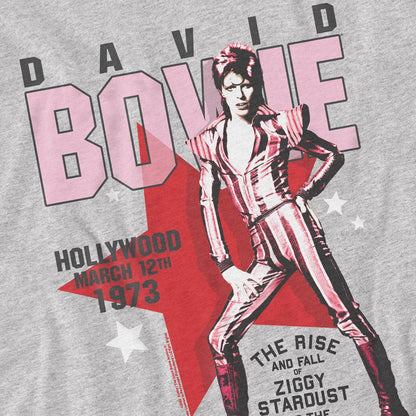 Athletic Heather - Side - David Bowie Unisex Adult Hollywood Style Ziggy Stardust T-Shirt