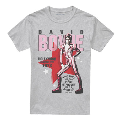 Athletic Heather - Front - David Bowie Unisex Adult Hollywood Style Ziggy Stardust T-Shirt