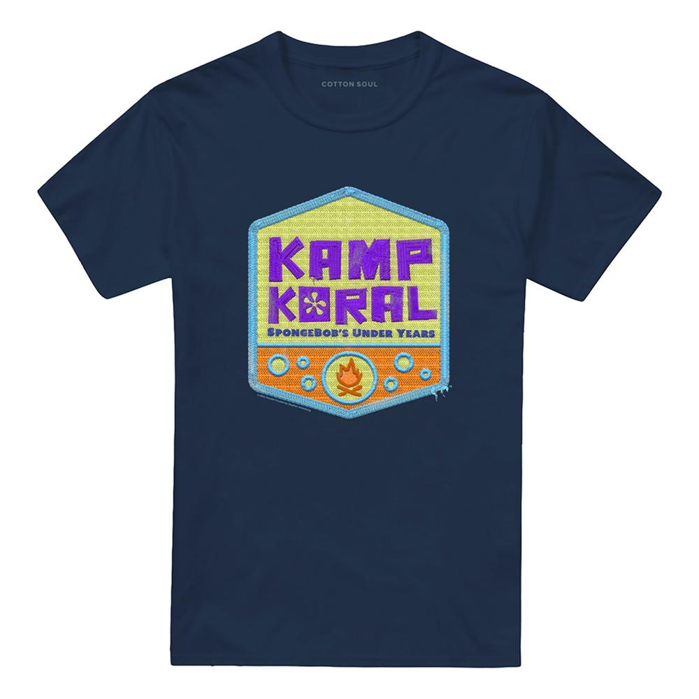 Navy - Front - Kamp Koral: SpongeBob´s Under Years Unisex Adult Patch Logo T-Shirt