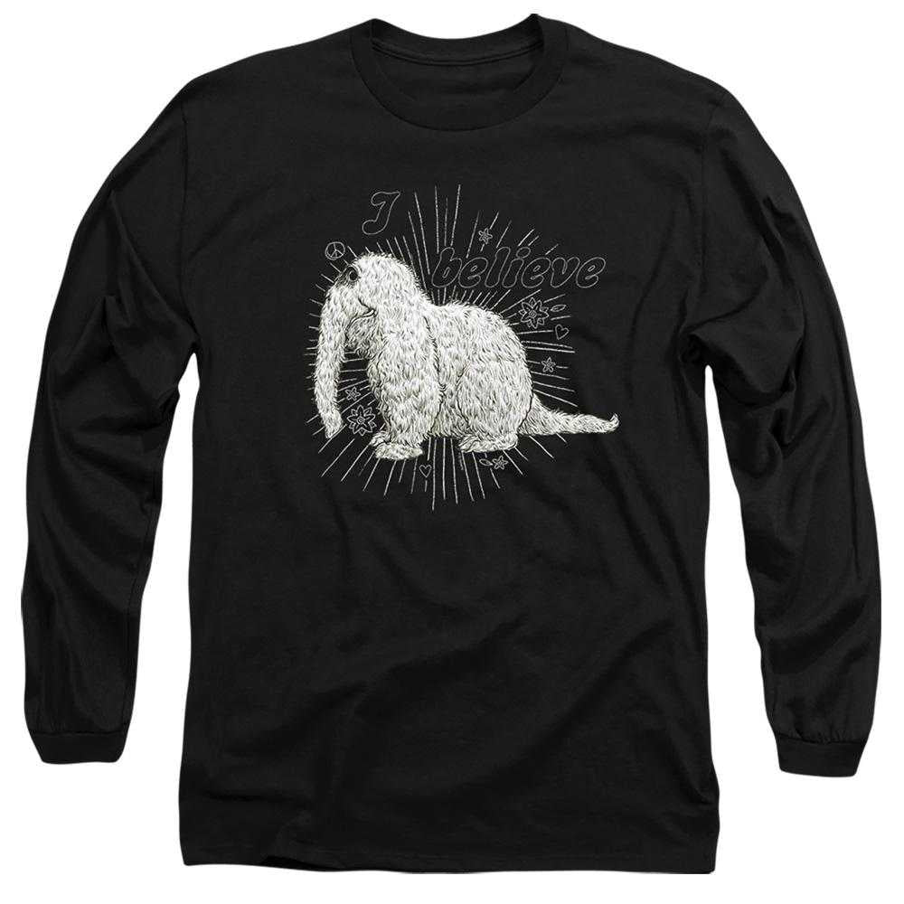 Black - Front - Sesame Street Unisex Adult I Believe Snuffleupagus Long-Sleeved T-Shirt