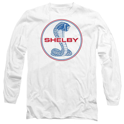 White - Front - Carroll Shelby Unisex Adult Circle Logo Long-Sleeved T-Shirt