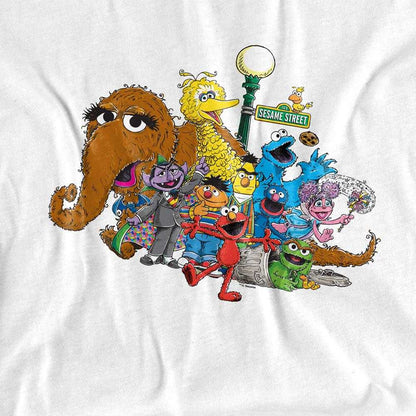 White - Side - Sesame Street Unisex Adult Group Long-Sleeved T-Shirt