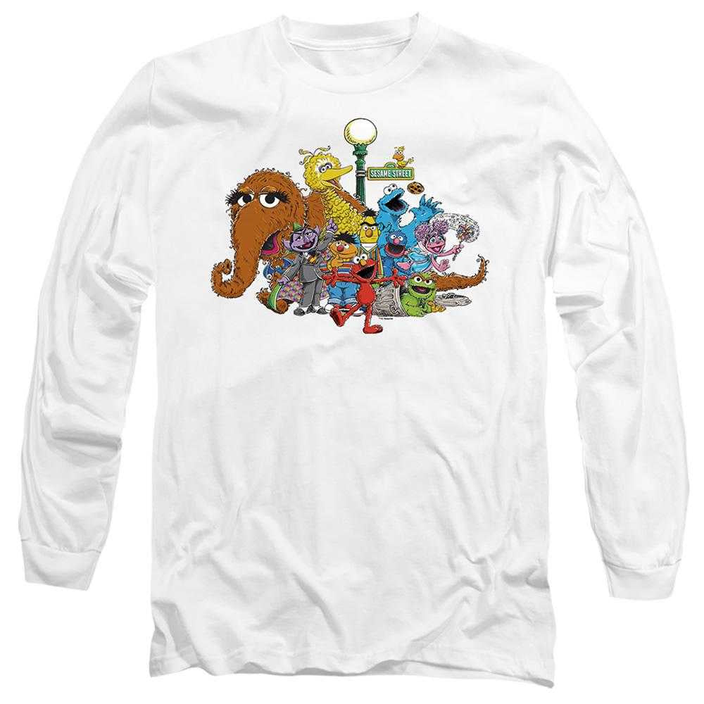 White - Front - Sesame Street Unisex Adult Group Long-Sleeved T-Shirt