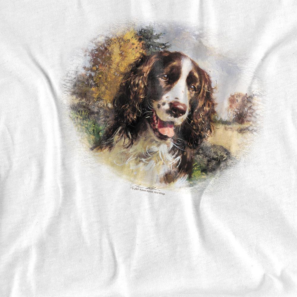 White - Side - Wildlife Unisex Adult Springer Spaniel Head T-Shirt