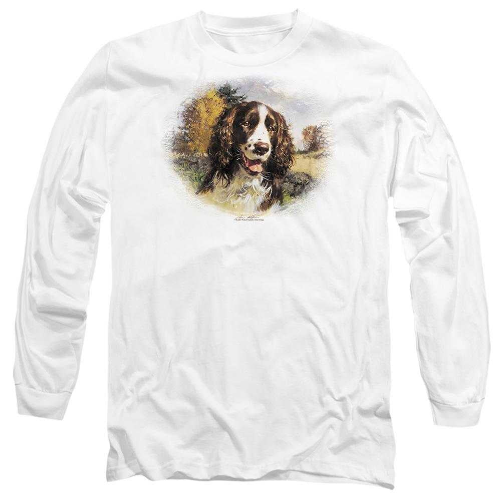 White - Front - Wildlife Unisex Adult Springer Spaniel Head Long-Sleeved T-Shirt