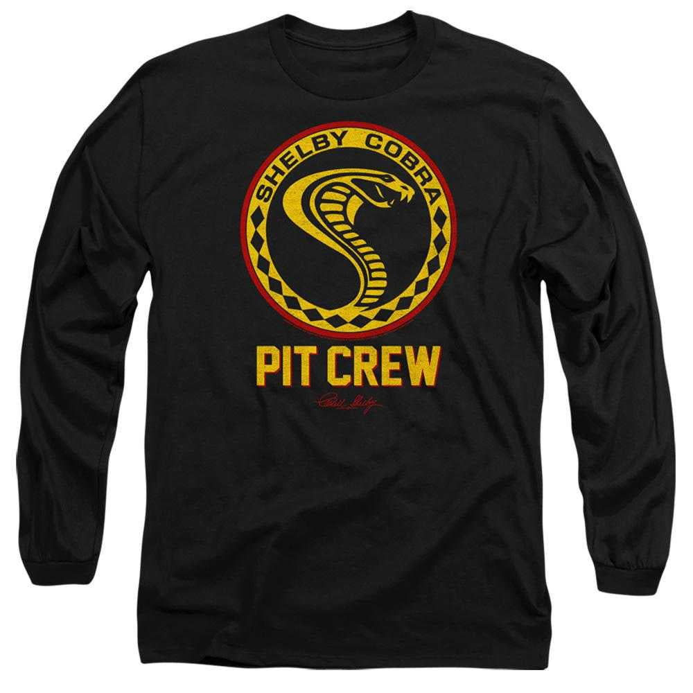 Black - Front - Carroll Shelby Unisex Adult Pit Crew Vintage Badge Long-Sleeved T-Shirt