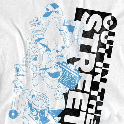 White - Side - Sesame Street Unisex Adult Out In These Streets Long-Sleeved T-Shirt