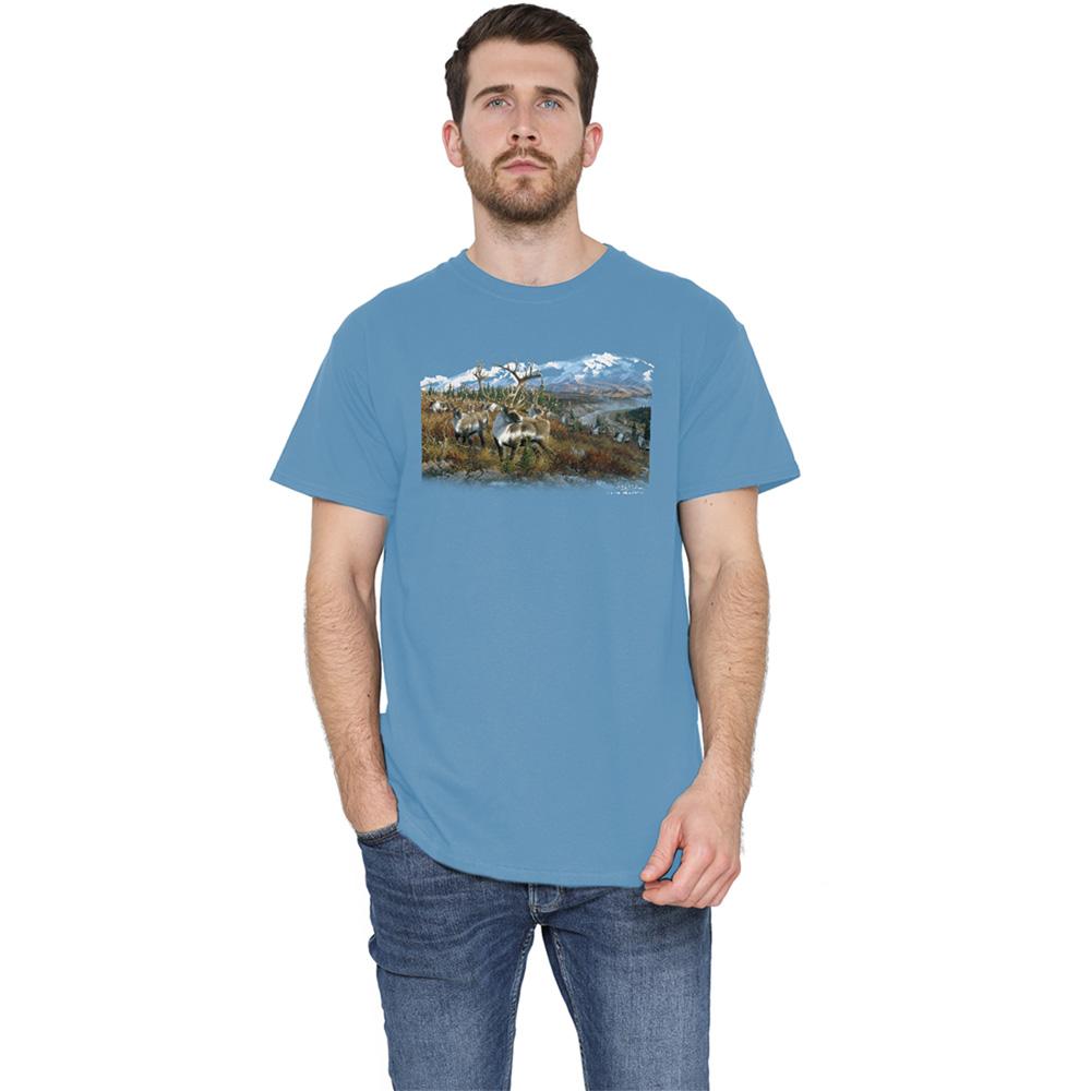 Carolina Blue - Back - Wildlife Unisex Adult Caribou T-Shirt