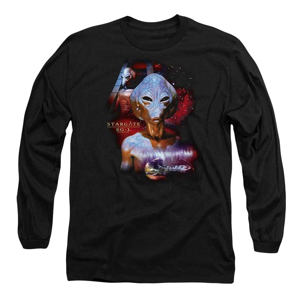 Black - Front - Stargate SG-1 Unisex Adult The Asgard Long-Sleeved T-Shirt