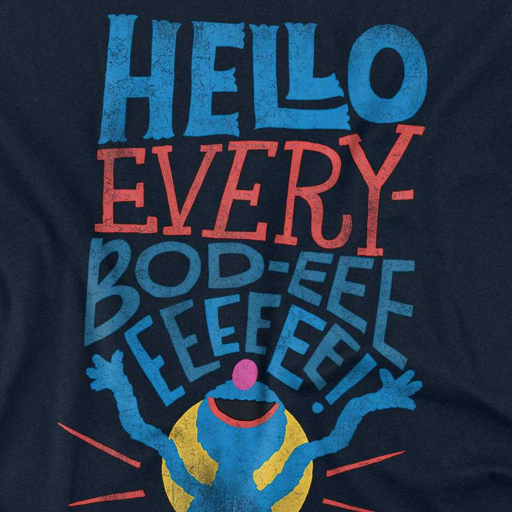 Navy - Side - Sesame Street Unisex Adult Hello Everybody Grover Long-Sleeved T-Shirt