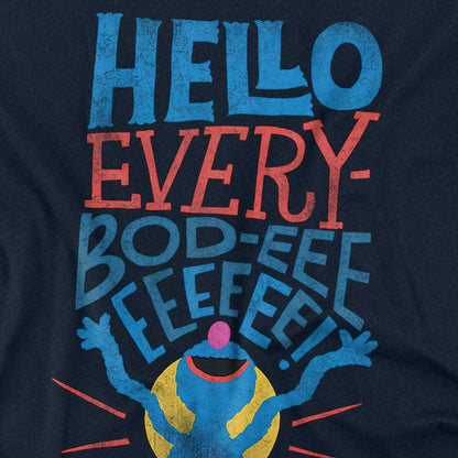 Navy - Side - Sesame Street Unisex Adult Hello Everybody Grover Long-Sleeved T-Shirt