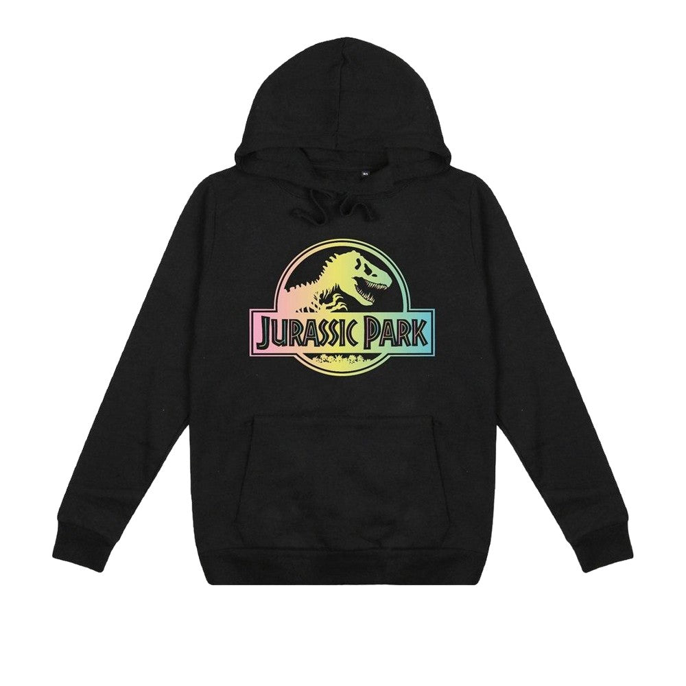 Black - Front - Jurassic Park Womens-Ladies Gradient Logo Hoodie