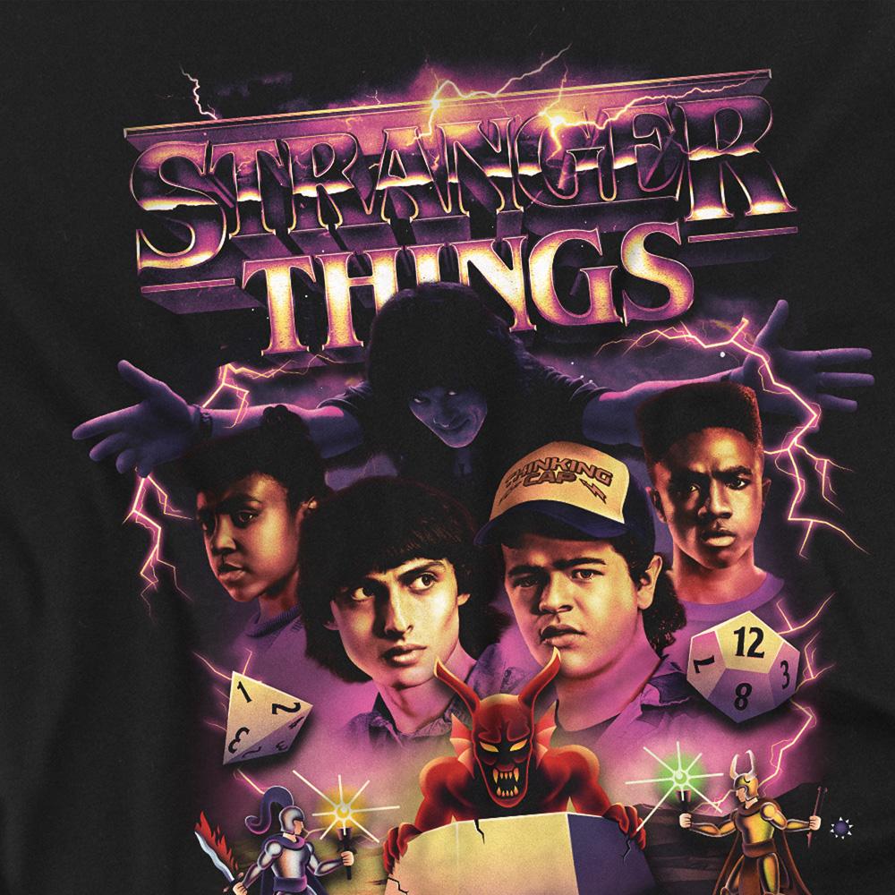 Black - Side - Stranger Things Unisex Adult Thunder Metal Band Group Shot T-Shirt