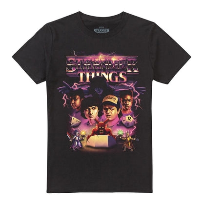 Black - Front - Stranger Things Unisex Adult Thunder Metal Band Group Shot T-Shirt