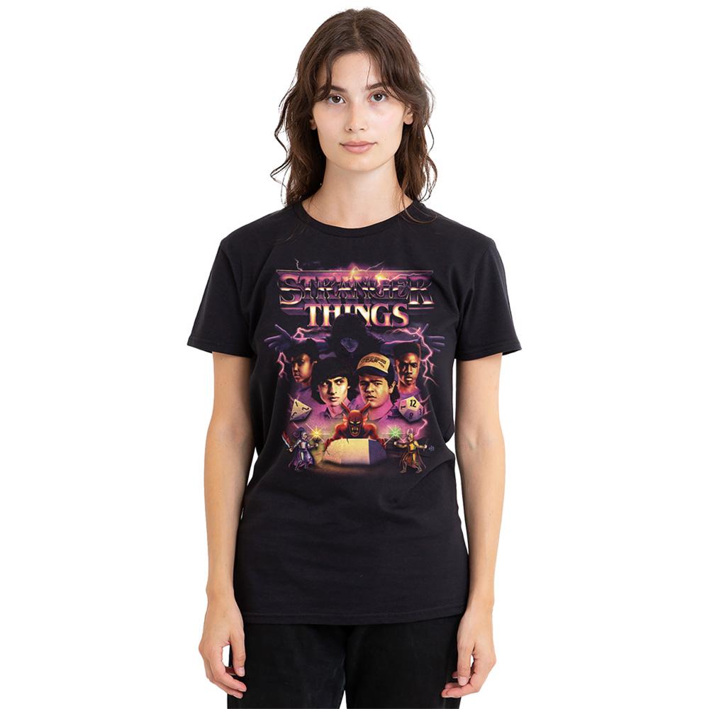 Black - Lifestyle - Stranger Things Womens-Ladies Thunder Metal Band Group Shot T-Shirt