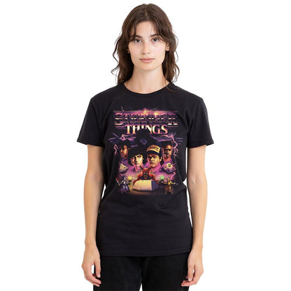 Black - Lifestyle - Stranger Things Womens-Ladies Thunder Metal Band Group Shot T-Shirt