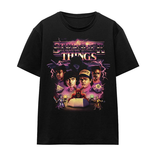 Black - Front - Stranger Things Womens-Ladies Thunder Metal Band Group Shot T-Shirt