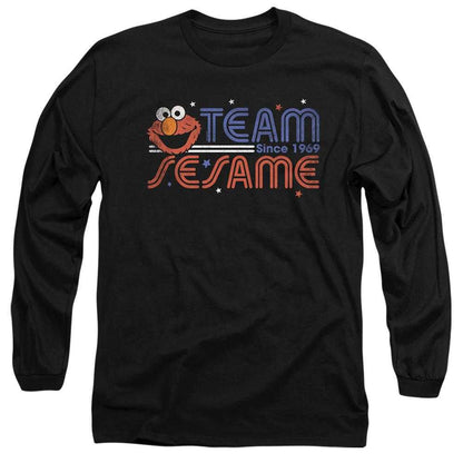 Black - Front - Sesame Street Unisex Adult Team Sesame Long-Sleeved T-Shirt