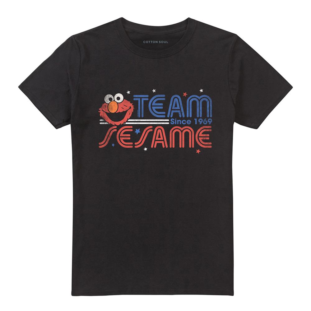 Black - Front - Sesame Street Unisex Adult Team Sesame T-Shirt