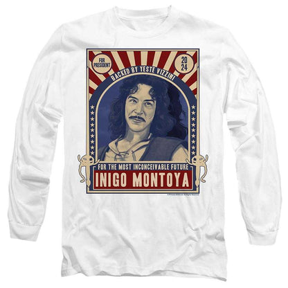 White - Front - The Princess Bride Unisex Adult Inigo Montoya for President 24 Long-Sleeved T-Shirt