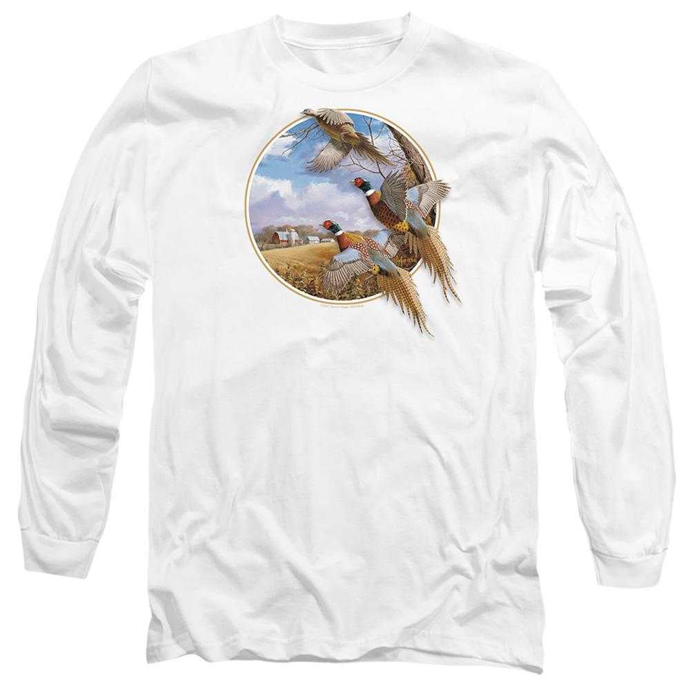 White - Front - Wildlife Unisex Adult October Memories Pheasants T-Shirt