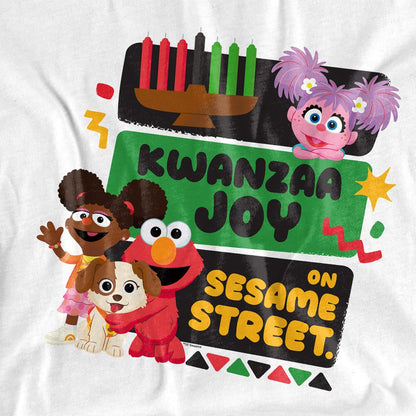 White - Side - Sesame Street Unisex Adult Kwanzaa Joy Gabrielle And Elmo T-Shirt