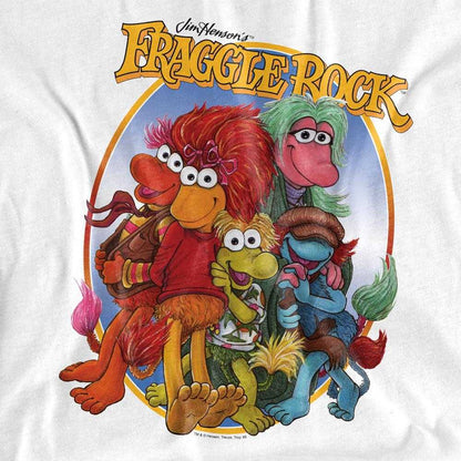 White-Black - Side - Fraggle Rock Unisex Adult Group Hug Ringer T-Shirt
