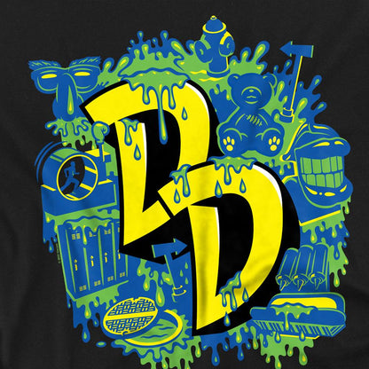 Black - Side - Double Dare Unisex Adult Graffiti T-Shirt