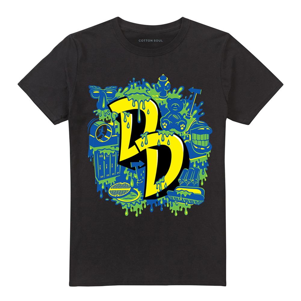 Black - Front - Double Dare Unisex Adult Graffiti T-Shirt