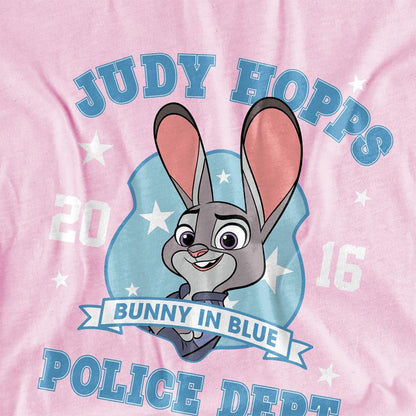 Pink - Back - Zootopia 2 Childrens-Kids Police Dept Judy Hopps T-Shirt