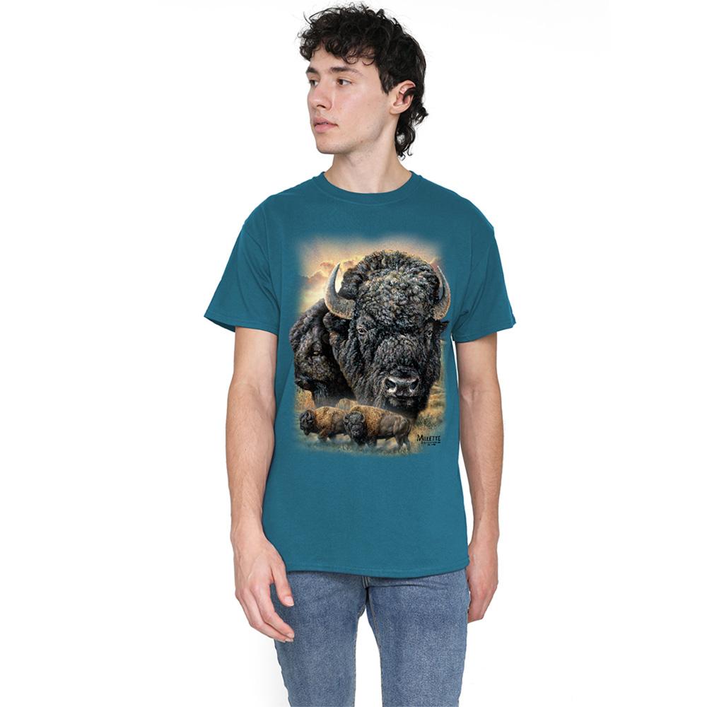 Slate - Back - Wild Wings Unisex Adult Sunset Buffalo T-Shirt