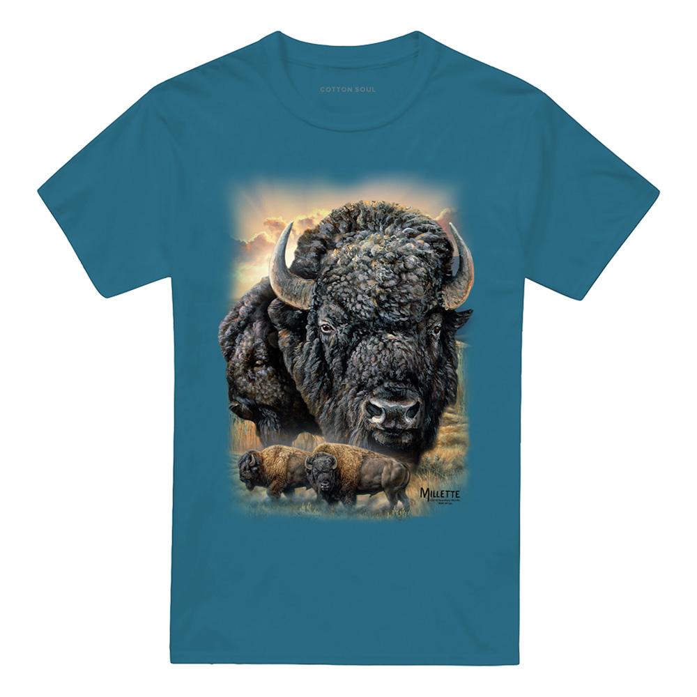 Slate - Front - Wild Wings Unisex Adult Sunset Buffalo T-Shirt