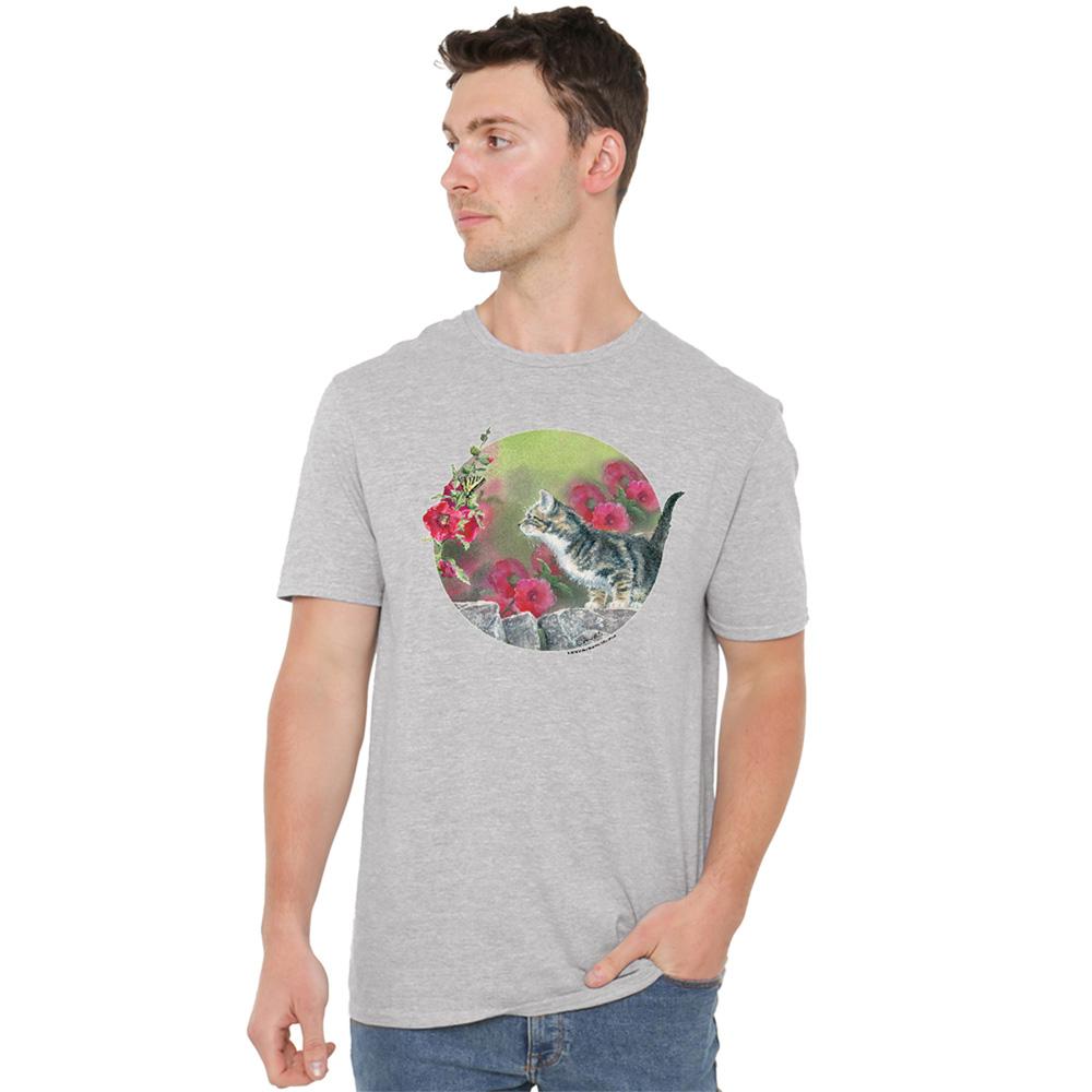 Athletic Heather - Back - Wild Wings Unisex Adult Floral Kitten T-Shirt
