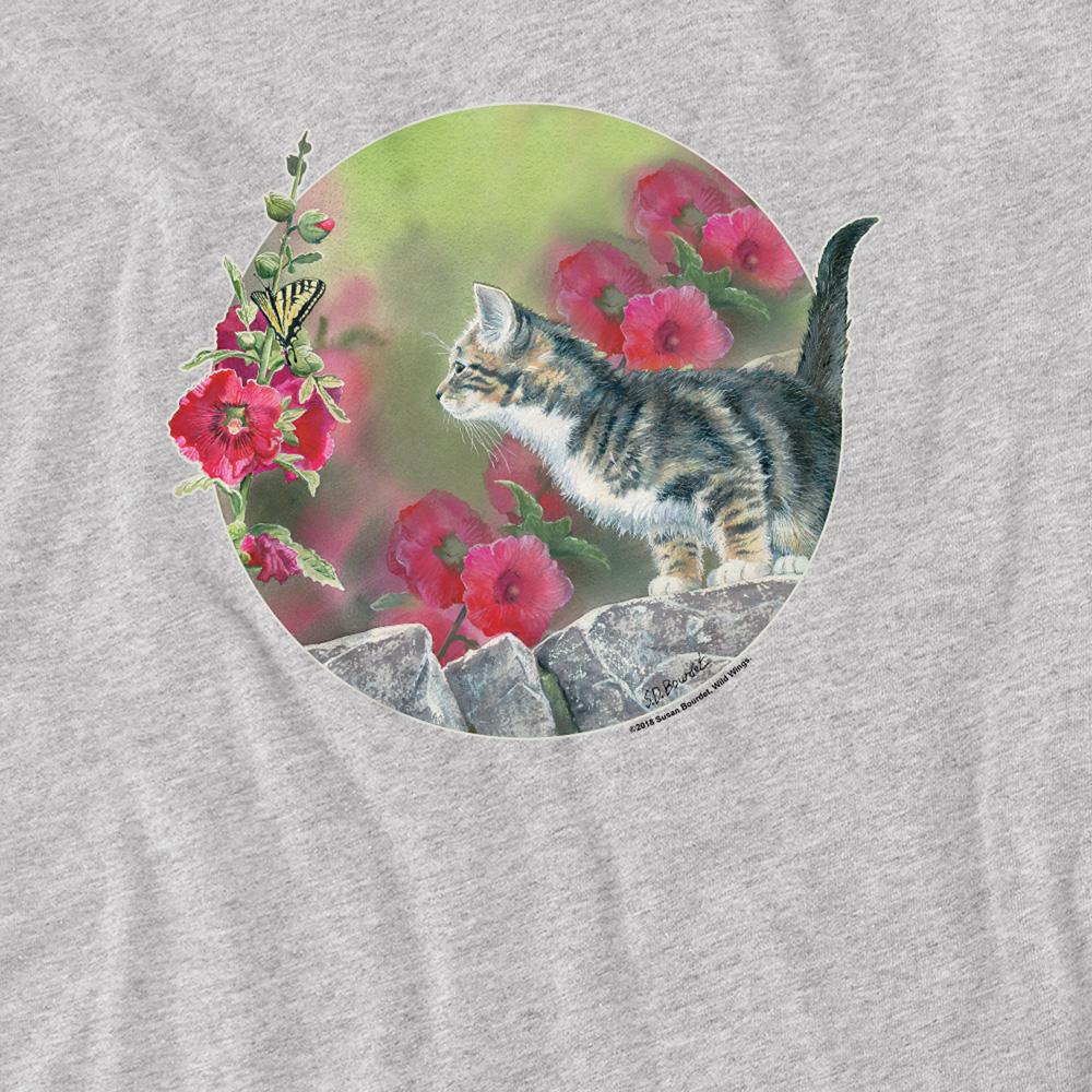 Athletic Heather - Side - Wild Wings Unisex Adult Floral Kitten T-Shirt