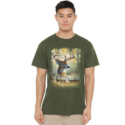 Military Green - Back - Wild Wings Unisex Adult Bucks T-Shirt
