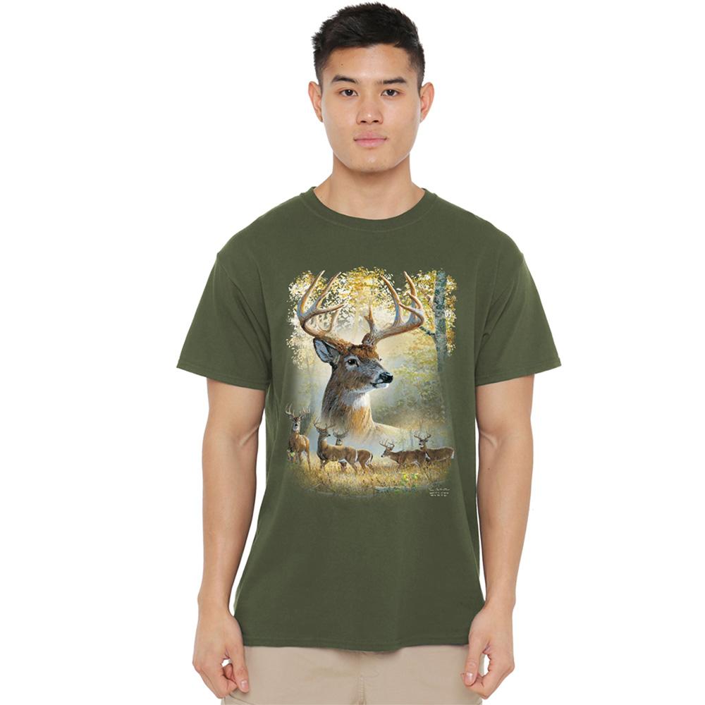 Military Green - Back - Wild Wings Unisex Adult Bucks T-Shirt