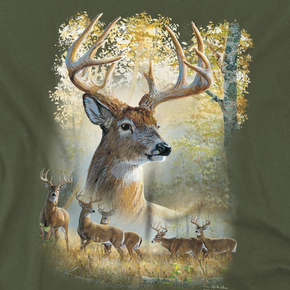 Military Green - Side - Wild Wings Unisex Adult Bucks T-Shirt
