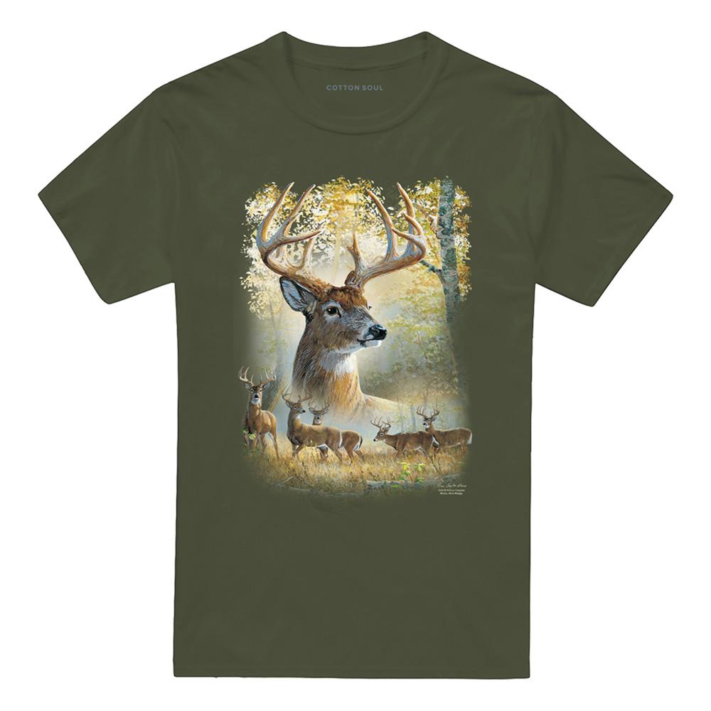 Military Green - Front - Wild Wings Unisex Adult Bucks T-Shirt