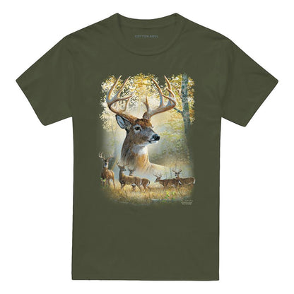 Military Green - Front - Wild Wings Unisex Adult Bucks T-Shirt