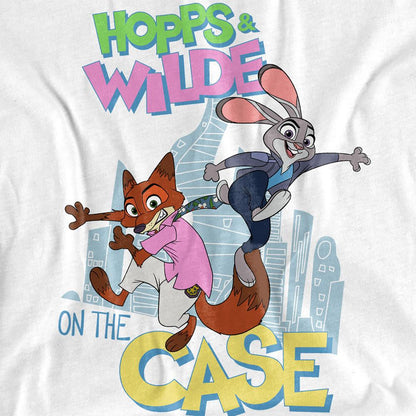 White - Back - Zootopia 2 Childrens-Kids On The Case Judy Hopps & Nick Wilde T-Shirt
