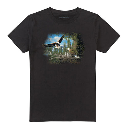 Black - Front - Wildlife Unisex Adult Spring Bald Eagles T-Shirt