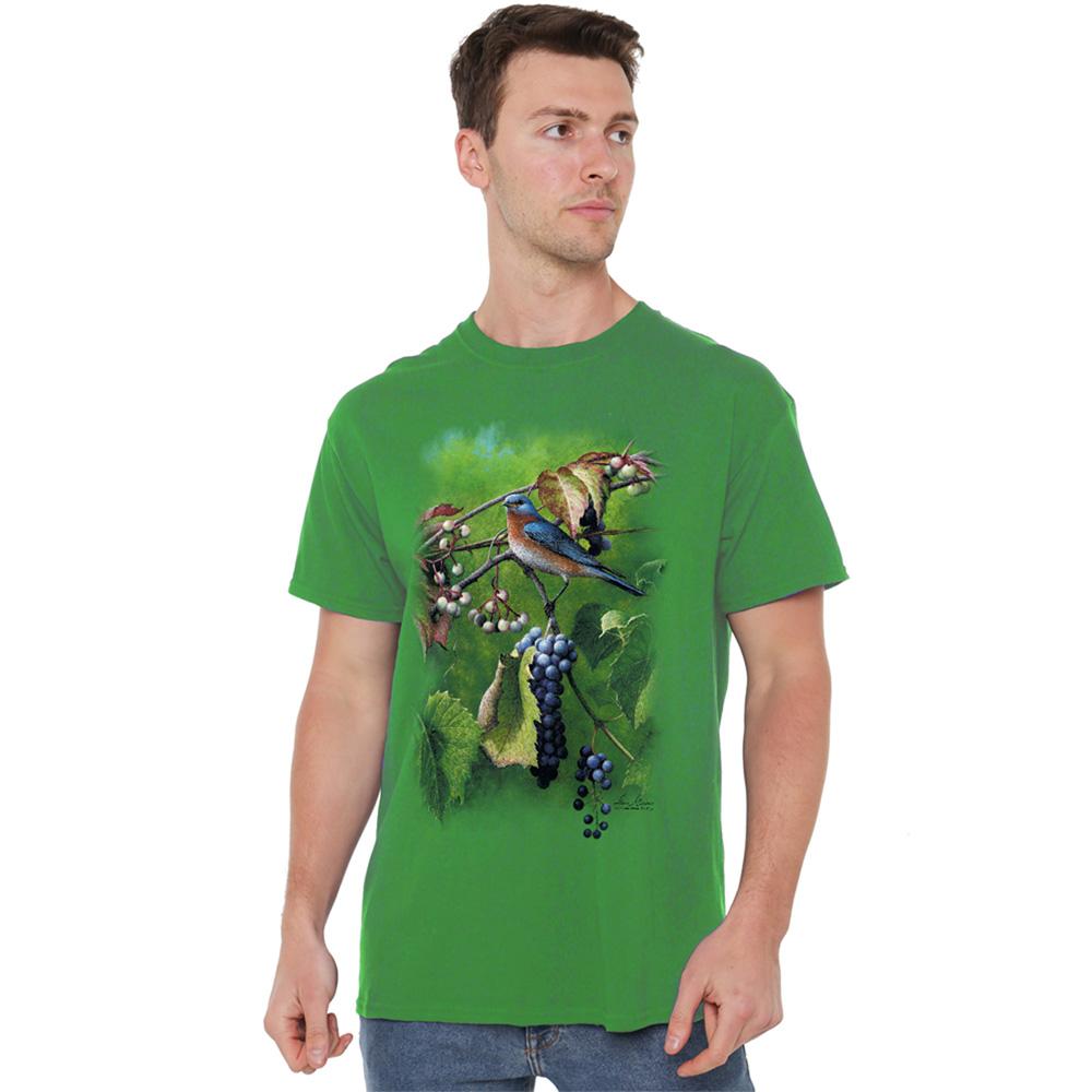 Kelly Green - Back - Wildlife Unisex Adult Summertime Eastern Bluebird T-Shirt