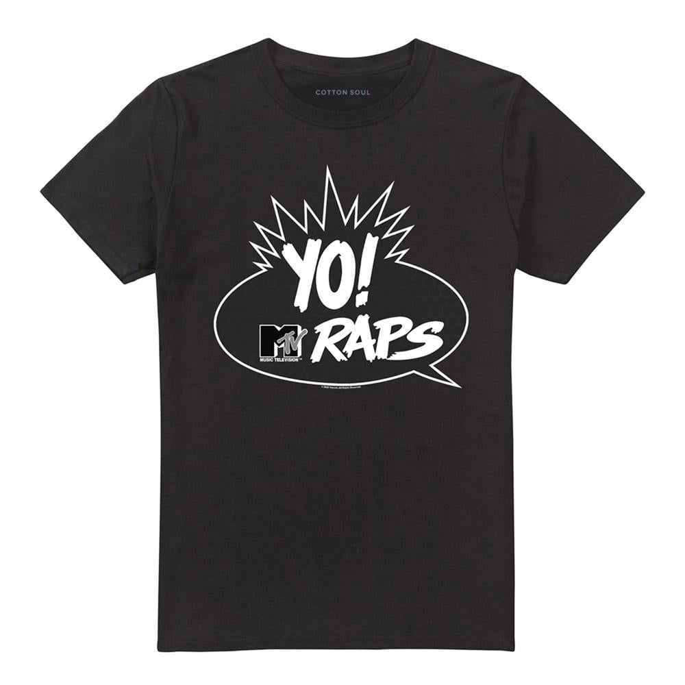 Black - Front - Yo! MTV Raps Unisex Adult Logo T-Shirt