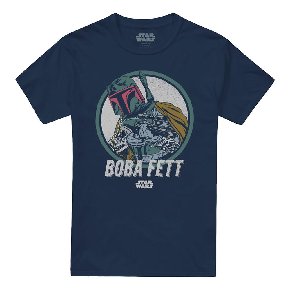 Navy - Front - Star Wars Unisex Adult Boba Retro T-Shirt