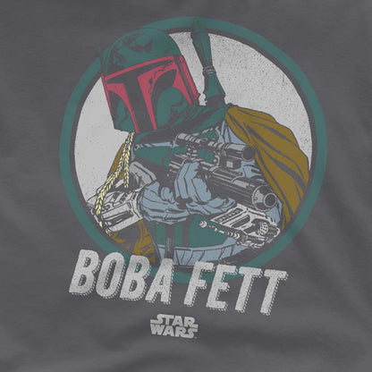 Charcoal - Side - Star Wars Unisex Adult Boba Retro T-Shirt