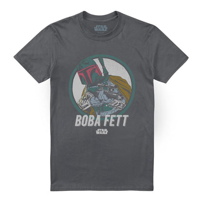 Charcoal - Front - Star Wars Unisex Adult Boba Retro T-Shirt