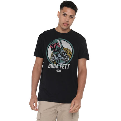 Black - Back - Star Wars Unisex Adult Boba Retro T-Shirt