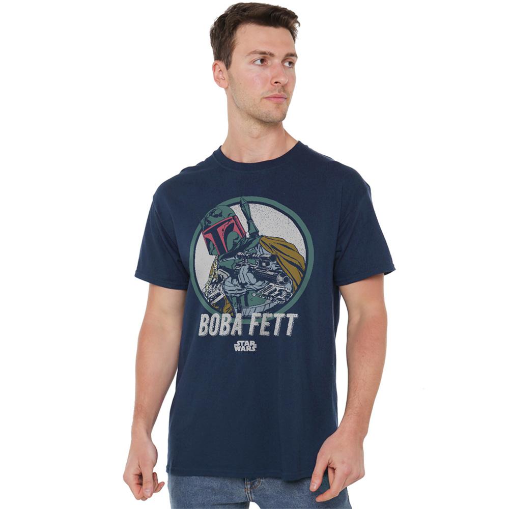 Navy - Back - Star Wars Unisex Adult Boba Retro T-Shirt