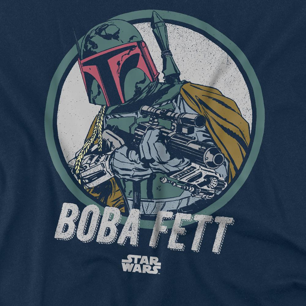 Navy - Side - Star Wars Unisex Adult Boba Retro T-Shirt