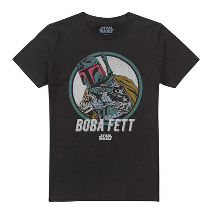 Black - Front - Star Wars Unisex Adult Boba Retro T-Shirt